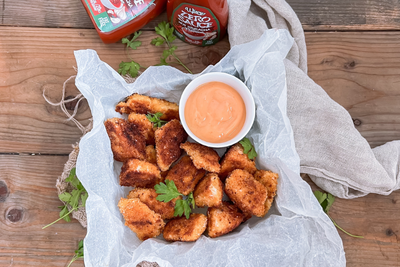 Crispy chicken bites med chilimayo