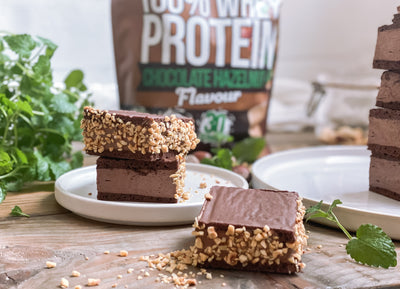 Sunde mælkesnitter med protein og chokolade