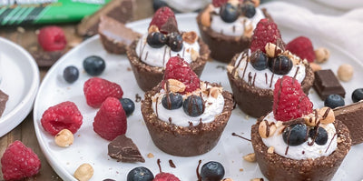 Vegansk nøddekurv med chokolademousse