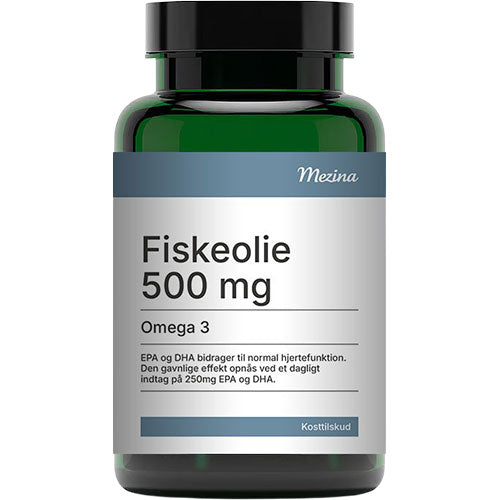 Mezina Fiskeolie 500 mg – Omega-3, 180 kapsler