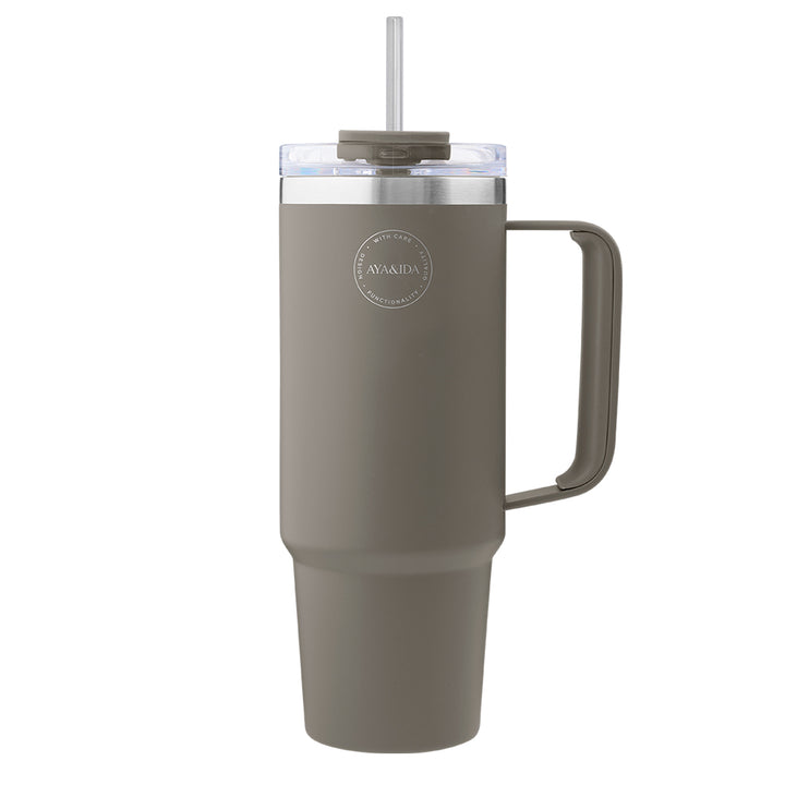 AYA&IDA Thermo Cup with Straw - Driftwood (885ml)