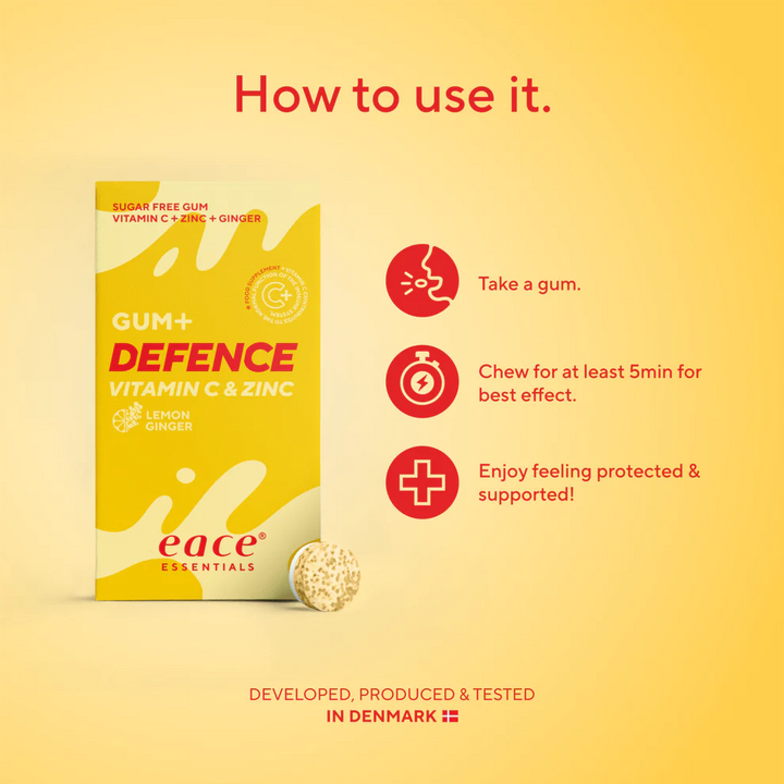 Sådan bruger du Eace Gum+ Defence