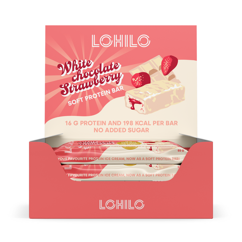 Lohilo Protein Bar - White Chocolate Strawberry (12x 55g) - OBS! BEDST FØR 18/5-25