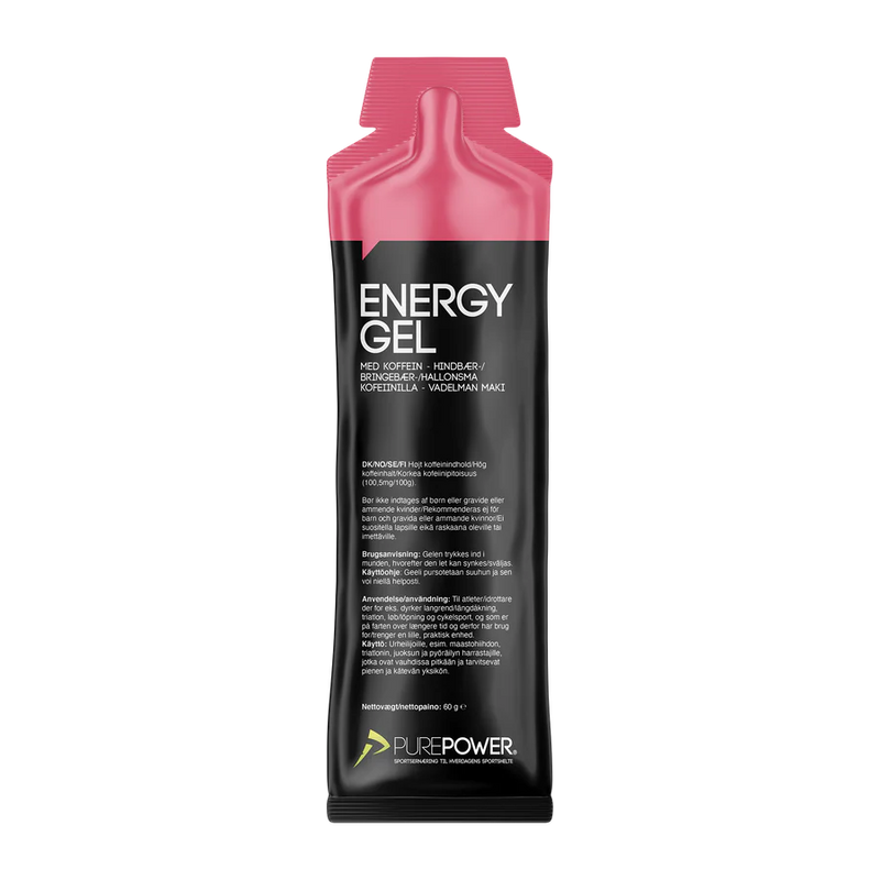PurePower Energy Gel m. Koffein - Raspberry (60g)
