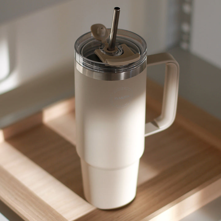 AYA&IDA Thermo Cup with Straw - Driftwood (885ml)