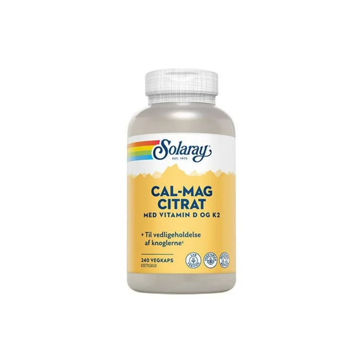 Solaray Cal-Mag Citrat med vitamin D og K2 (240 kap)