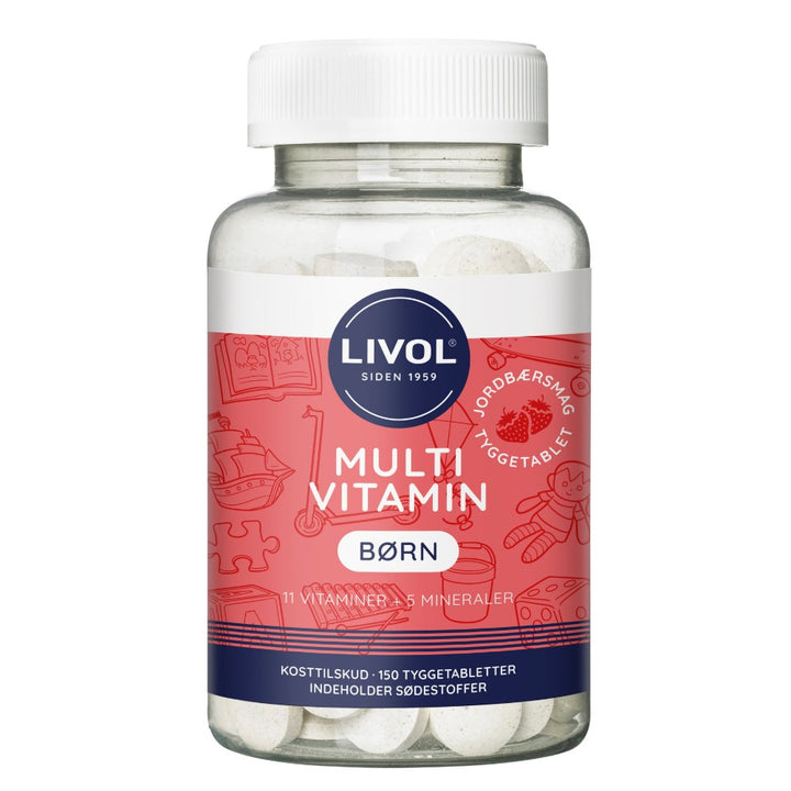 Livol Multivitamin Tygge Børn Jordbær 150 stk