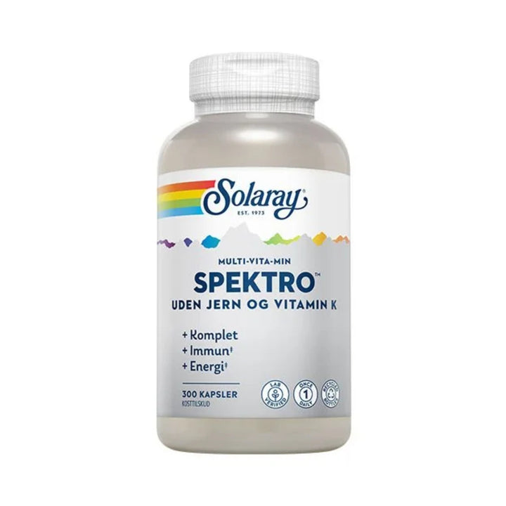 Solaray Spektro Multi-Vita-Min uden jern og vitamin K (200 kap)