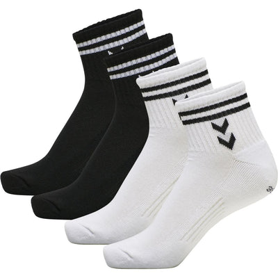 Hummel STRIPE 4-pack Mid Cut Socks Mix – White/Black - Musclehouse.dk