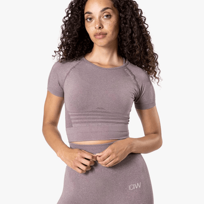 ICANWILL Define Seamless Cropped T-shirt Faded Violet Melange Wmn - MuscleHouse.dk