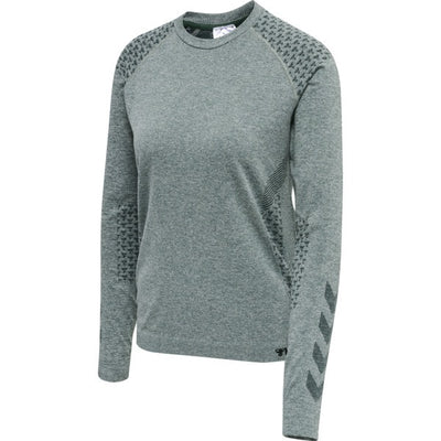 Hummel CI Seamless T-shirt L/S – Darkest Spruce Melange - Musclehouse.dk