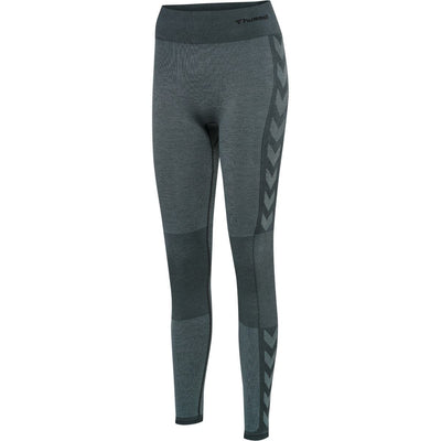 Hummel CLEA Seamless Mid Waist Tights – Asphalt/Quiet Shade Melange - Musclehouse.dk
