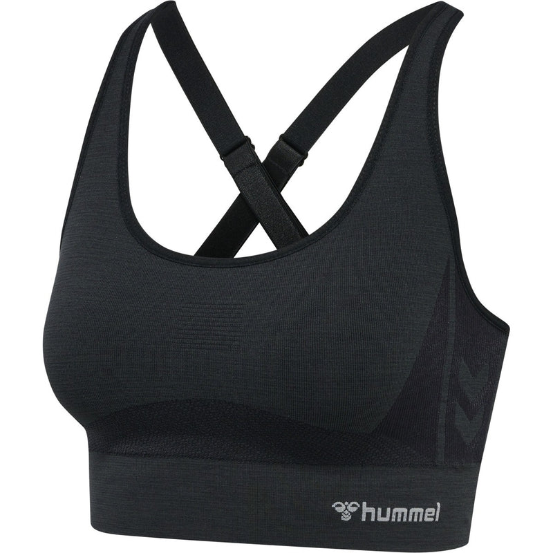 Hummel CLEA Seamless Sports Top – Black Melange - Musclehouse.dk