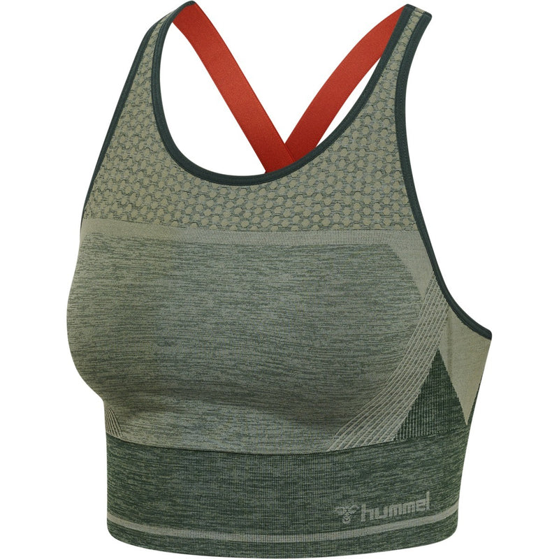 Hummel SKY Seamless Sports Top – Darkest Spruce/Basil Melange - Musclehouse.dk