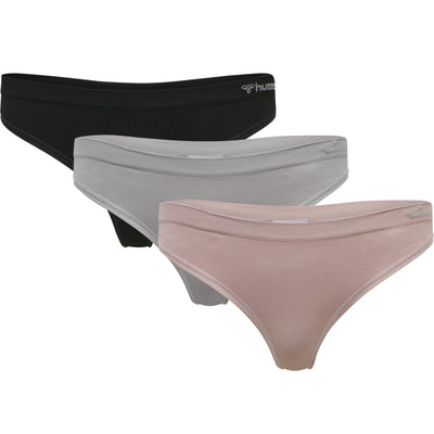 Hummel JUNO 3-Pack Seamless Thong - Ash Rose/Black/Paloma