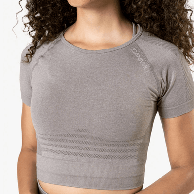 ICANIWILL Define Seamless Cropped T-shirt Taupe Melange Wmn