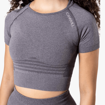 ICANIWILL Define Seamless Cropped T-shirt Grey Melange Wmn