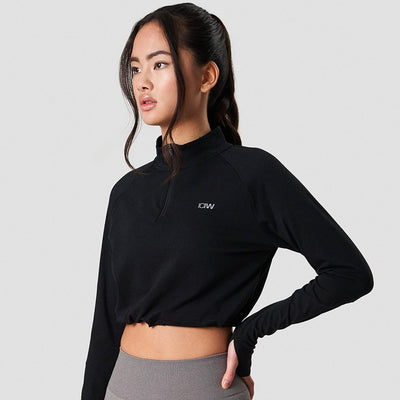 ICANIWILL Define Cropped 1/4 Zip Adjustable Black - MuscleHouse.dk