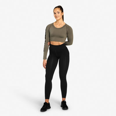 Better Bodies Bowery Cropped Long Sleeve Washed Green