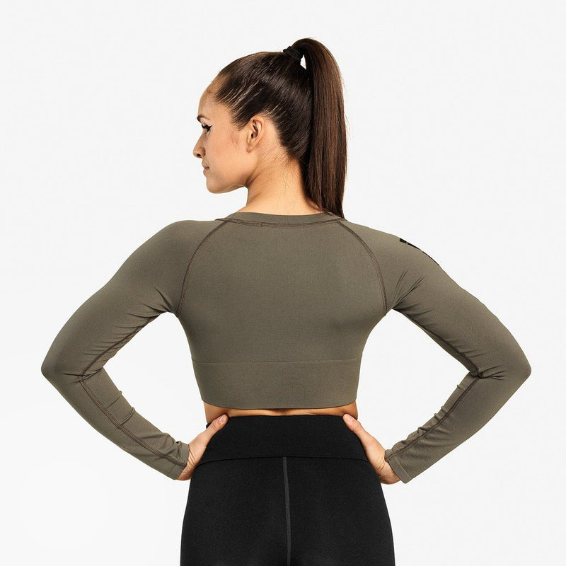 Better Bodies Bowery Cropped Long Sleeve Washed Green