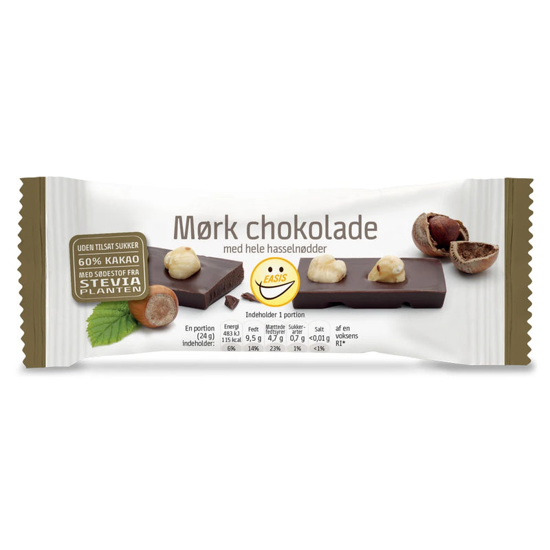 EASIS Chokoladebar (24g) - Mørk chokoladebar med hele nødder