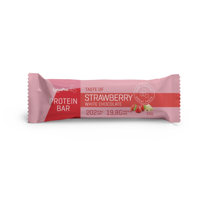 LinusPro Protein Bar - Strawberry White Chocolate (55g) - OBS! BEDST FØR D. 24/11/2023