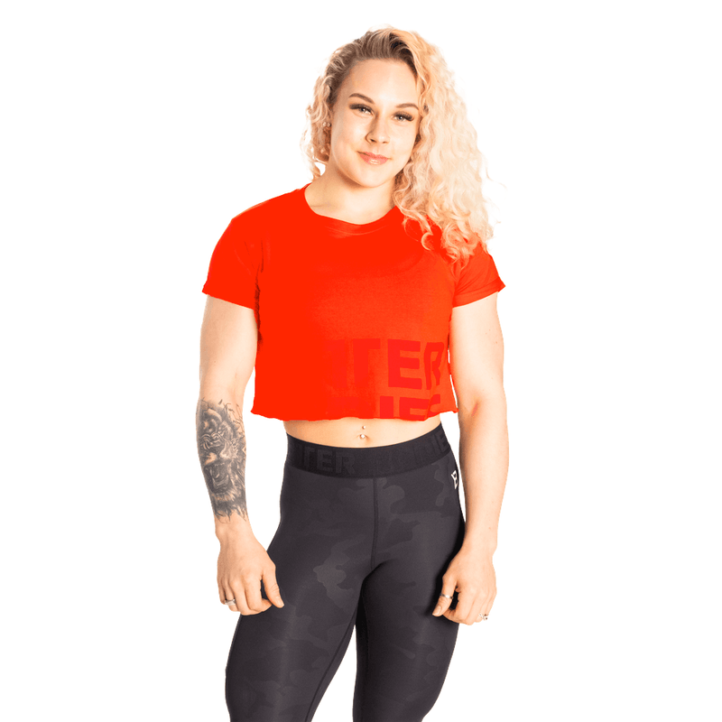 Better Bodies Astoria Cropped Tee Sunset Red - MuscleHouse.dk