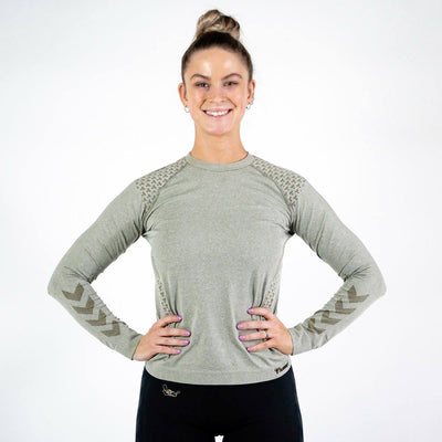 Hummel CI Seamless T-shirt L/S – Vetiver Melange - Musclehouse.dk