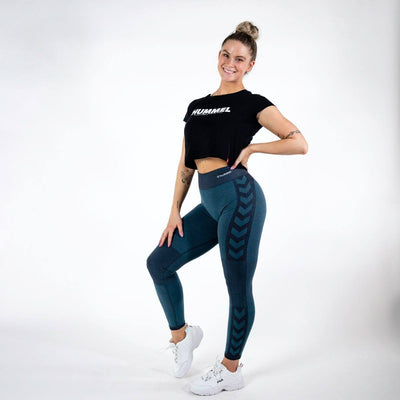 Hummel CLEA Seamless Mid Waist Tights – Blue Nights Melange
