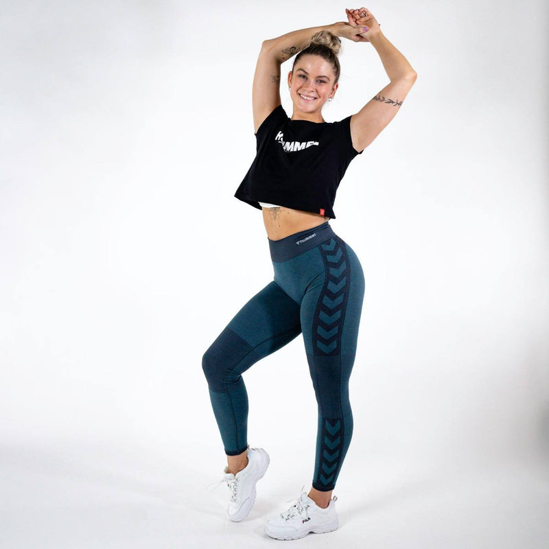 Hummel CLEA Seamless Mid Waist Tights – Blue Nights Melange