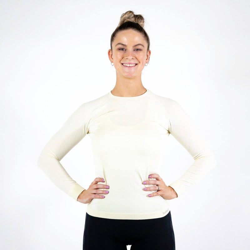 Hummel CLEA Seamless T-shirt L/S – Bone White - Musclehouse.dk