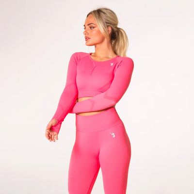 V3 Apparel Define Seamless Scrunch Crop Long Sleeve - Coral