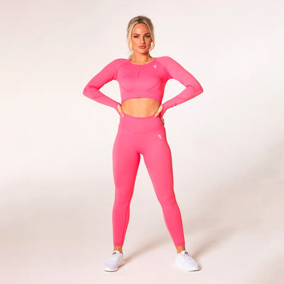 V3 Apparel Define Seamless Scrunch Crop Long Sleeve - Coral