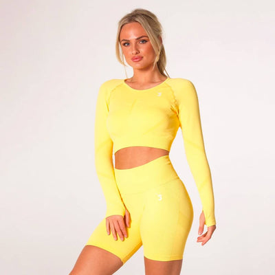 V3 Apparel Define Seamless Scrunch Crop Long Sleeve - Lemon