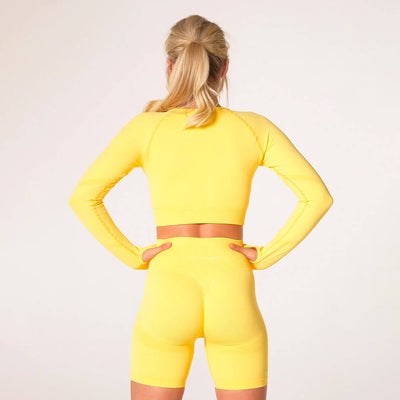 V3 Apparel Define Seamless Scrunch Crop Long Sleeve - Lemon