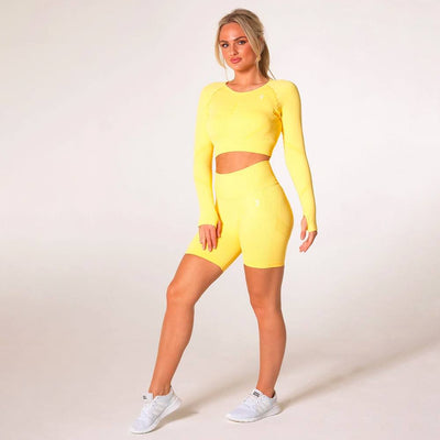 V3 Apparel Define Seamless Scrunch Crop Long Sleeve - Lemon