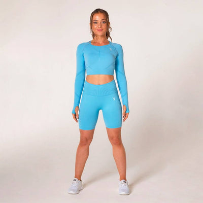 V3 Apparel Define Seamless Scrunch Crop Long Sleeve - Sky Blue