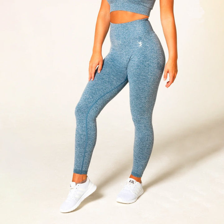 V3 Apparel Define Seamless Scrunch Leggings - Blue Marl