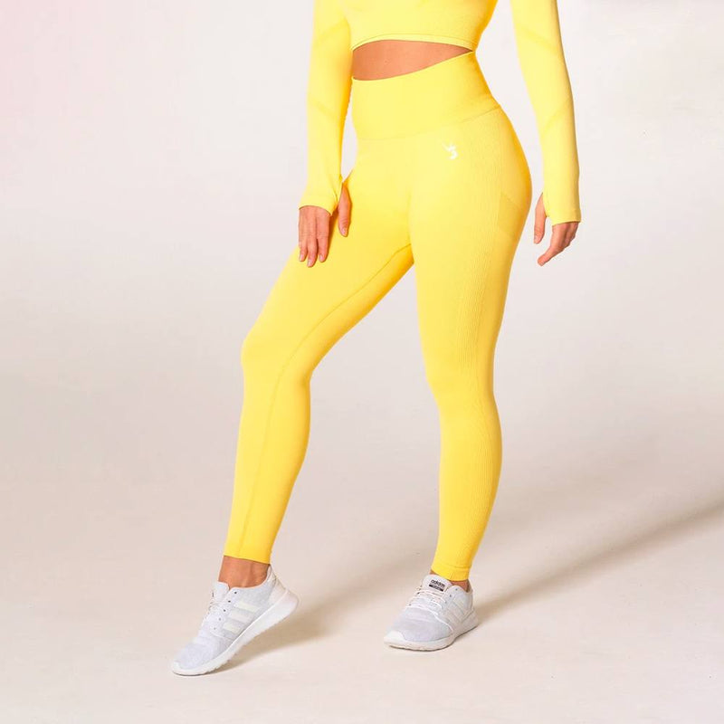 V3 Apparel Define Seamless Scrunch Leggings - Lemon