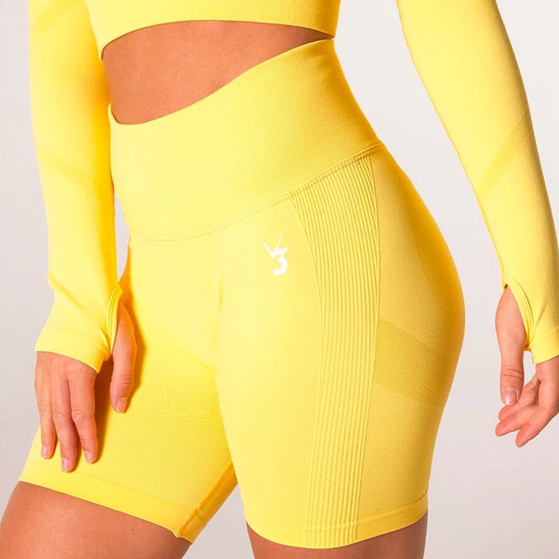 V3 Apparel Define Seamless Scrunch Shorts - Lemon