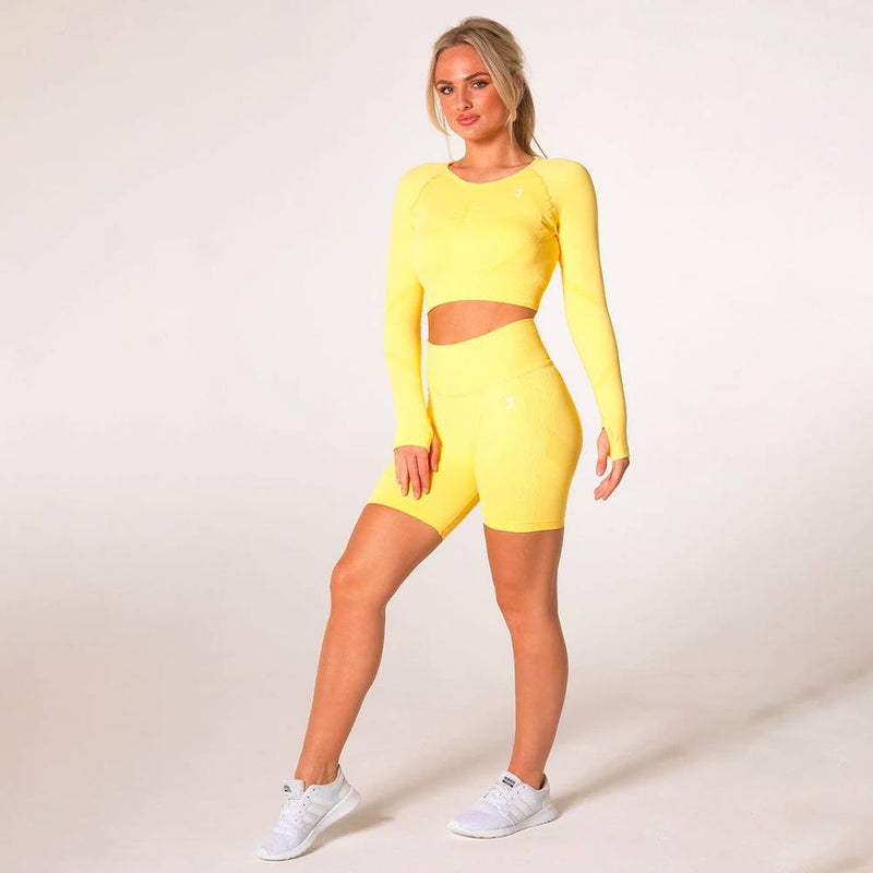V3 Apparel Define Seamless Scrunch Shorts - Lemon