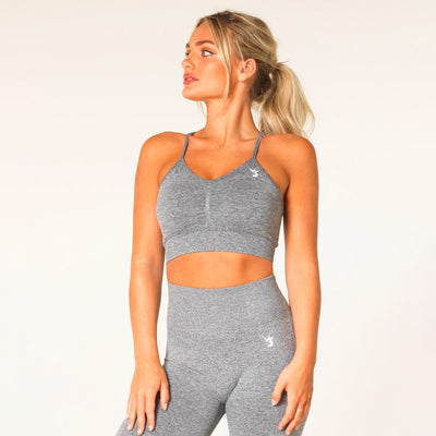 V3 Apparel Define Seamless Scrunch Sports Bra - Grey Marl
