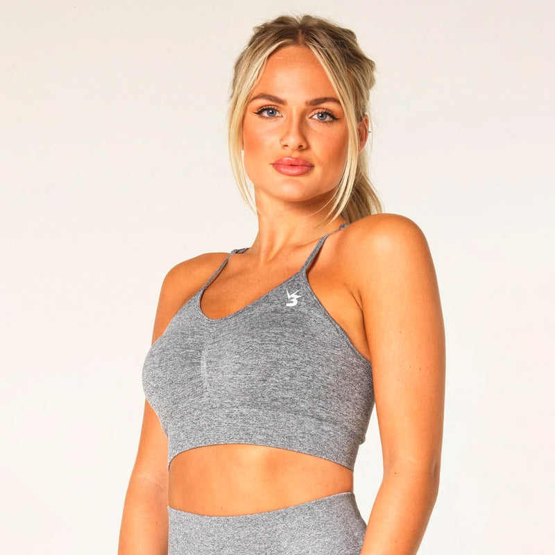 V3 Apparel Define Seamless Scrunch Sports Bra - Grey Marl