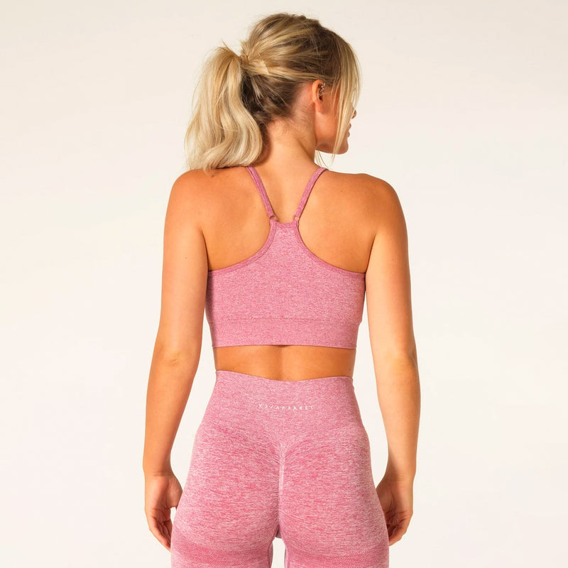 V3 Apparel Define Seamless Scrunch Sports Bra - Pink Marl