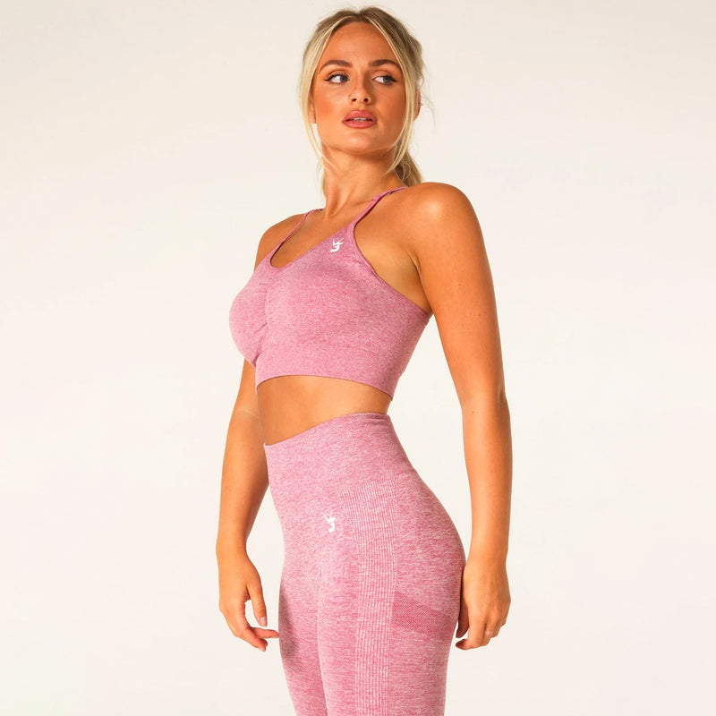 V3 Apparel Define Seamless Scrunch Sports Bra - Pink Marl