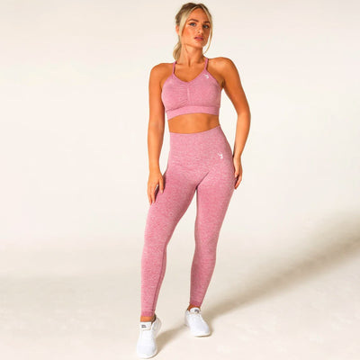 V3 Apparel Define Seamless Scrunch Sports Bra - Pink Marl