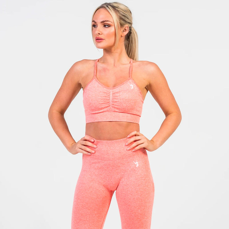 V3 Apparel Define Seamless Sports Bra - Peach Marl