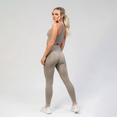 V3 Apparel Empower Seamless Scrunch Leggings – Beige Marl