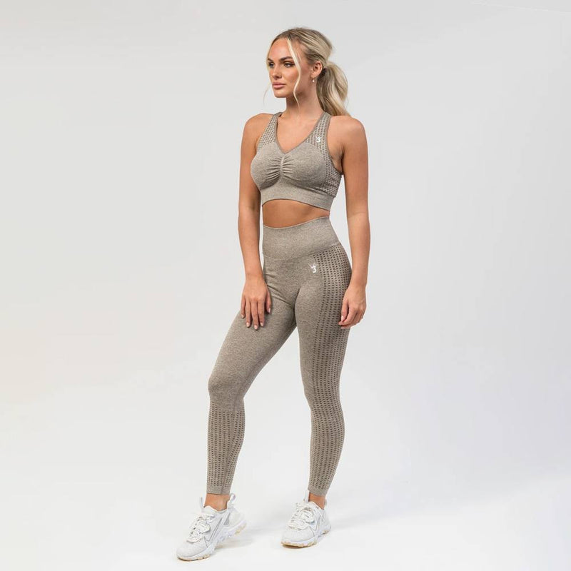 V3 Apparel Empower Seamless Scrunch Leggings – Beige Marl