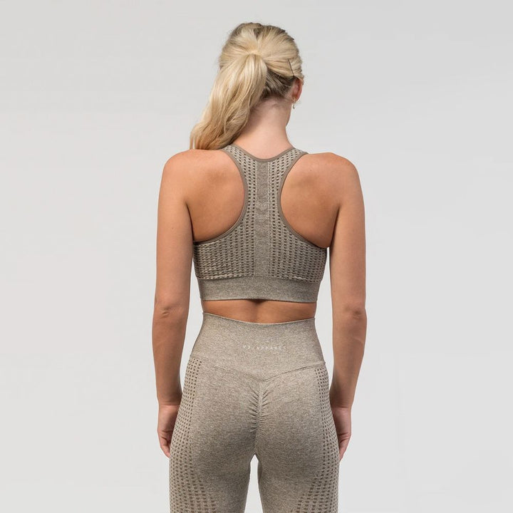 V3 Apparel Empower Seamless Scrunch Sports Bra – Beige Marl